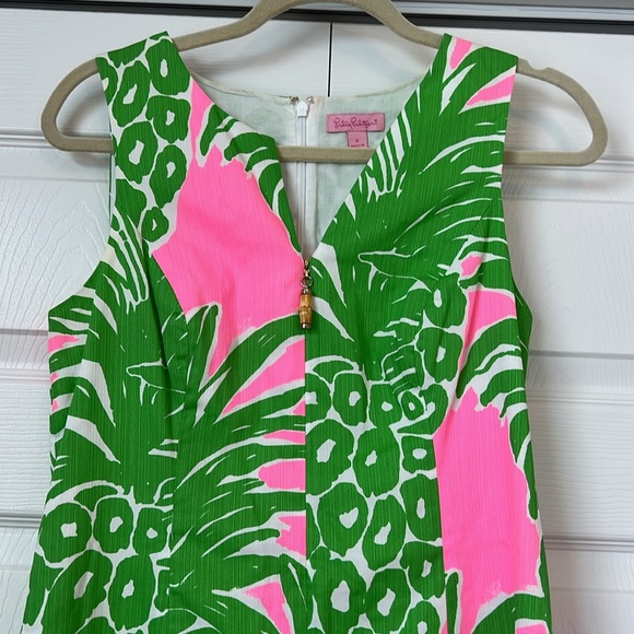 Lilly Pulitzer Tropical Green and Pink Midi Dress. - Picture 2 of 6